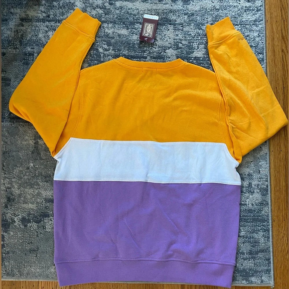 NWT! Mitchell & Ness NBA LA Lakers Colorblock Cropped Sweatshirt, Women’s XL - Picture 3 of 7